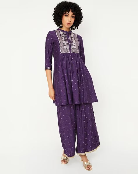 Women Embroidered A-Line Kurta Set