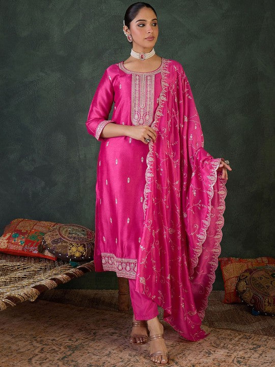 Indo Era Women Ethnic Motifs Embroidered Kurta with Trousers & Dupatta