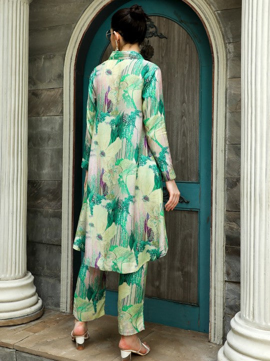 Jaipur Kurti Abstract Printed Tunic With Palazzo Co-ord Set