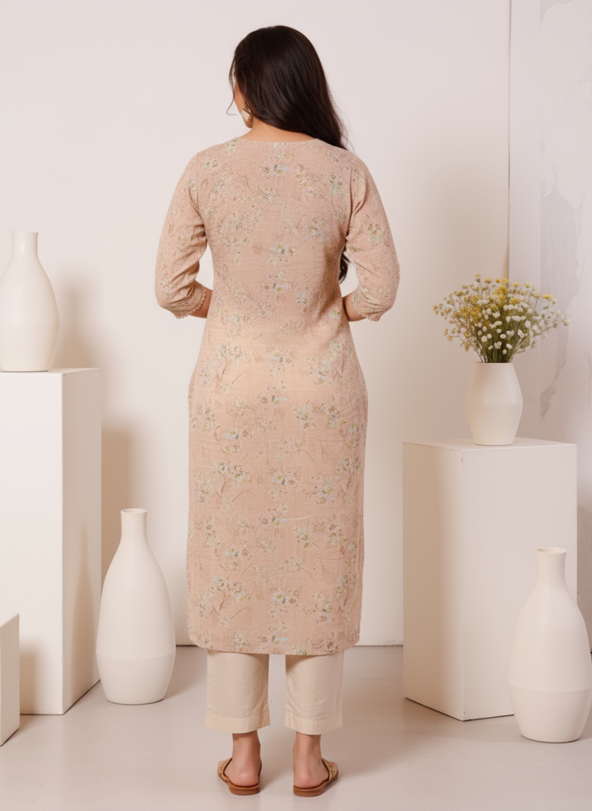 Embroidered Cotton SIlk A-line Kurta
