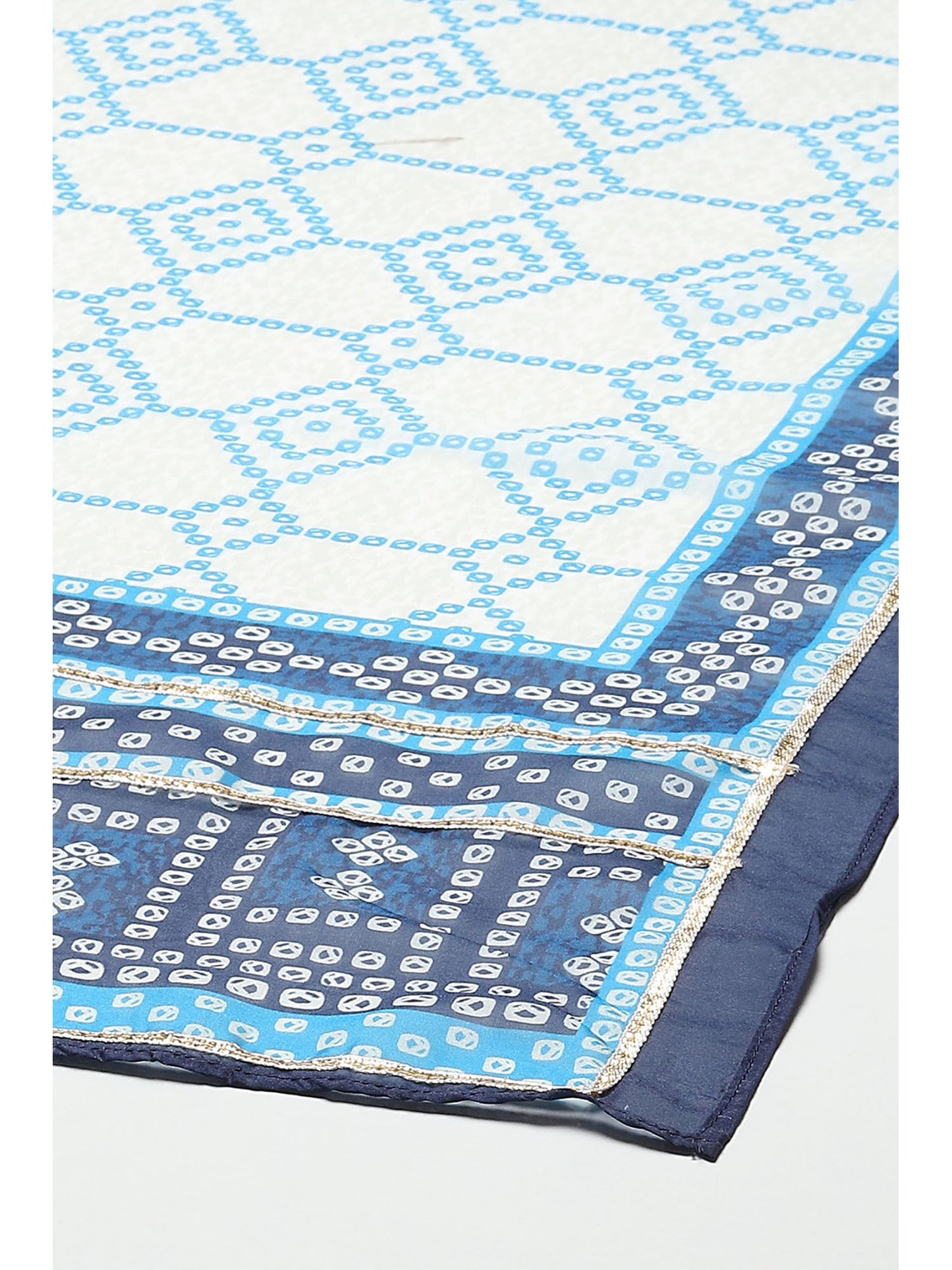 Womens Blue Printed Viscose Straight Suit (Set of 3)