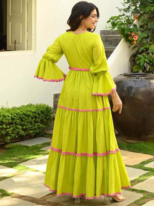 Bunaai Cotton Fit & Flared Ethnic Dress