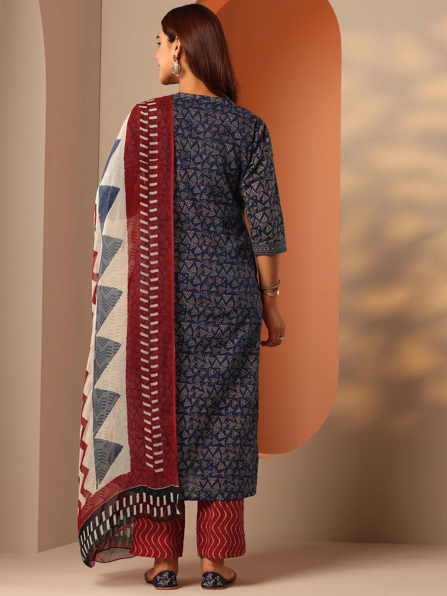 Blue Printed Kurta and Pant with Dupatta