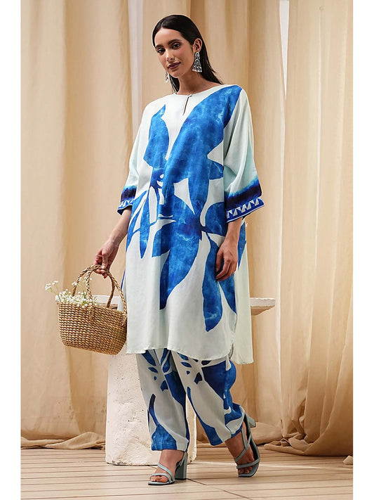 Women Indigo Blue Straight Co-Ord (Set of 2)
