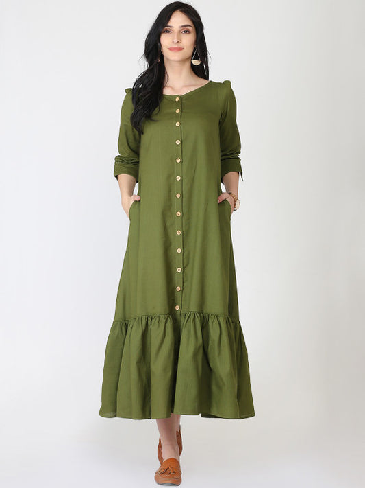 Abhishti Women Button Down A-Line Dress