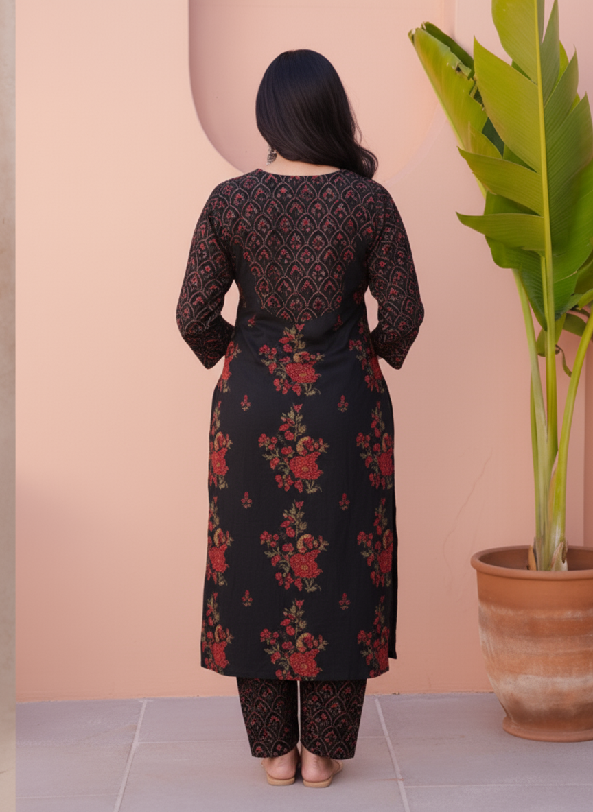 Viscose Solid Anarkali Black Kurta