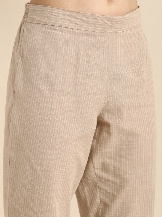 Anouk Beige Striped Tunic with Trousers