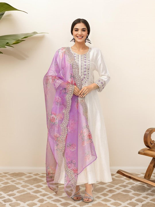 Ishin Women Ethnic Motifs Embroidered Regular Mirror Work Kurta with Trousers & With Dupatta