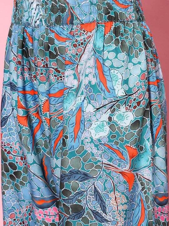 Varanga Abstract Printed A-Line Kurta With Trouser