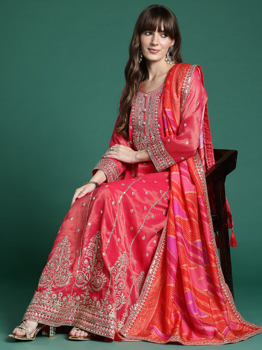 Indo Era Ethnic Motifs Embroidered Kurta with Trousers & Dupatta