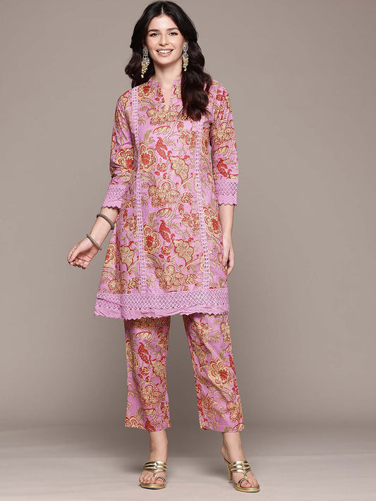 A-Line Style Purple Floral Co-Ord (Set of 2)
