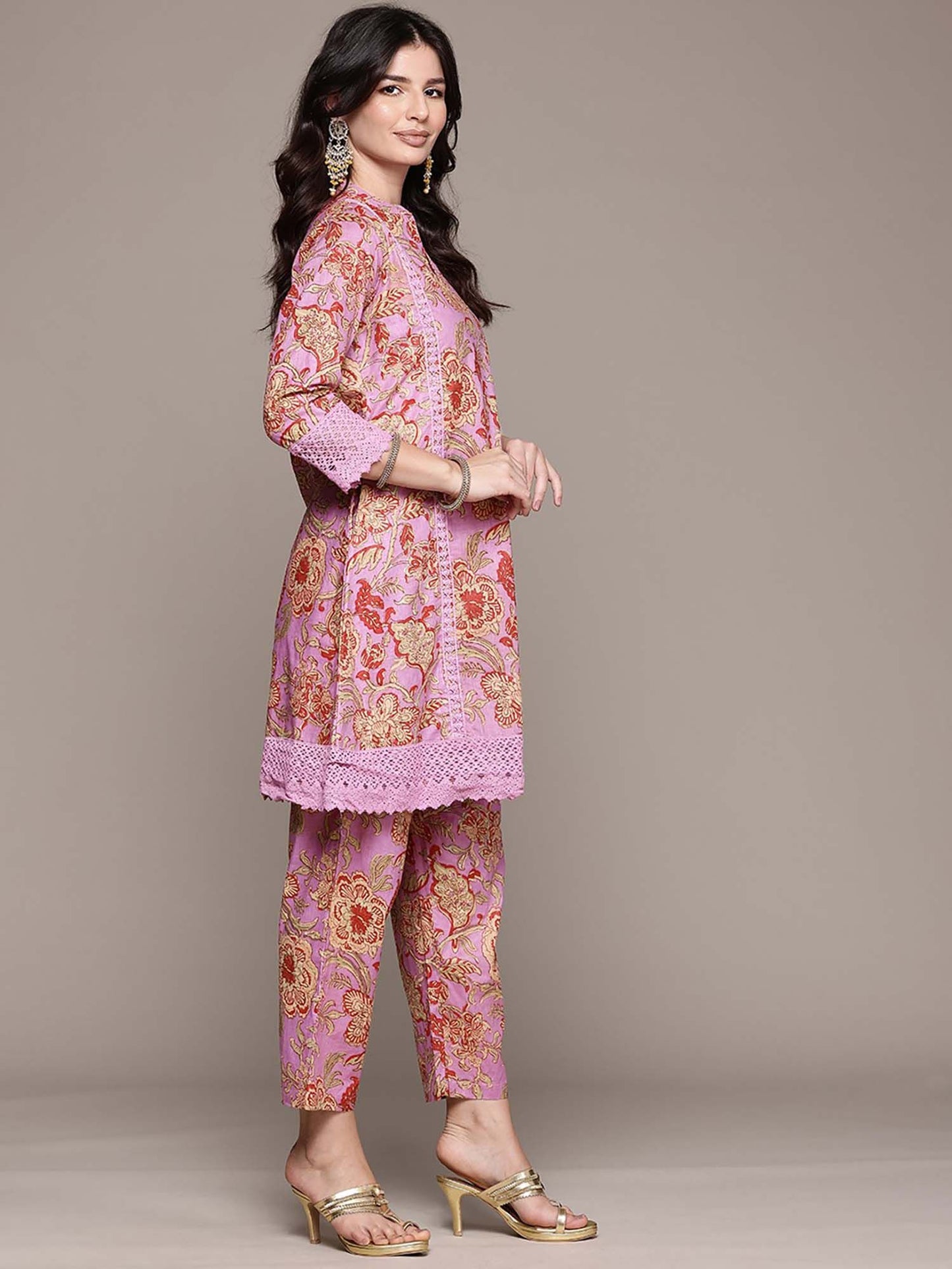 A-Line Style Purple Floral Co-Ord (Set of 2)