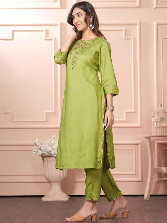 BulBul Women Ethnic Motifs Embroidered Regular Pure Cotton Kurta with Salwar & Dupatta