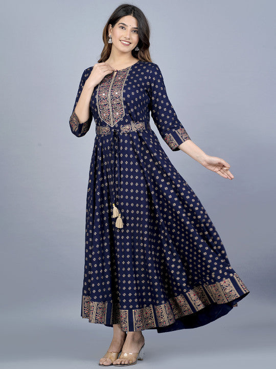 JAIPURI COLLECTION Ethnic Motifs Printed Gotta Patti Ethnic Dresses