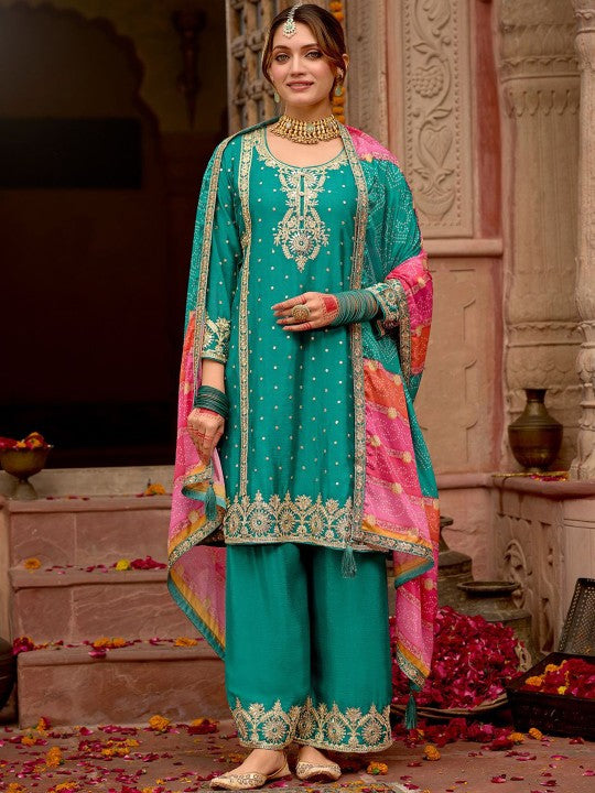 Indo Era Floral Embroidered Panelled Zari A-Line Kurta
