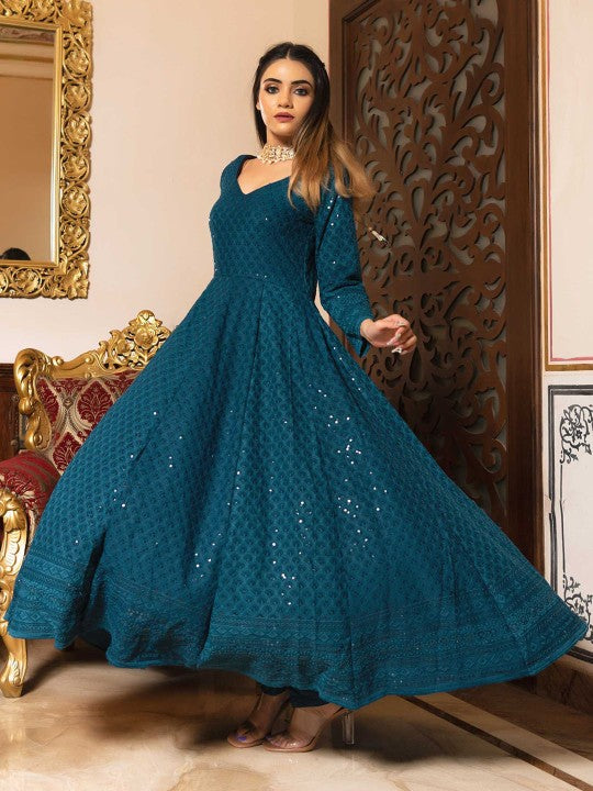 Calmna Ethnic Motifs Embroidered Panelled Chikankari Kurta