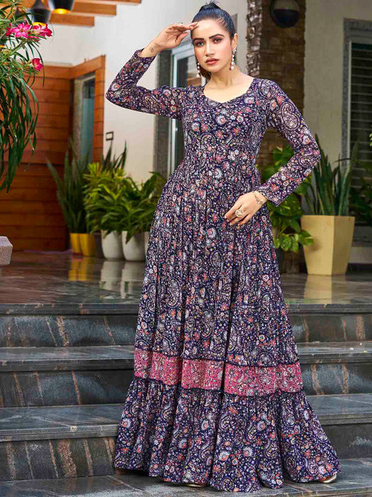 CHANSI Floral-Printed Gown Maxi Dress