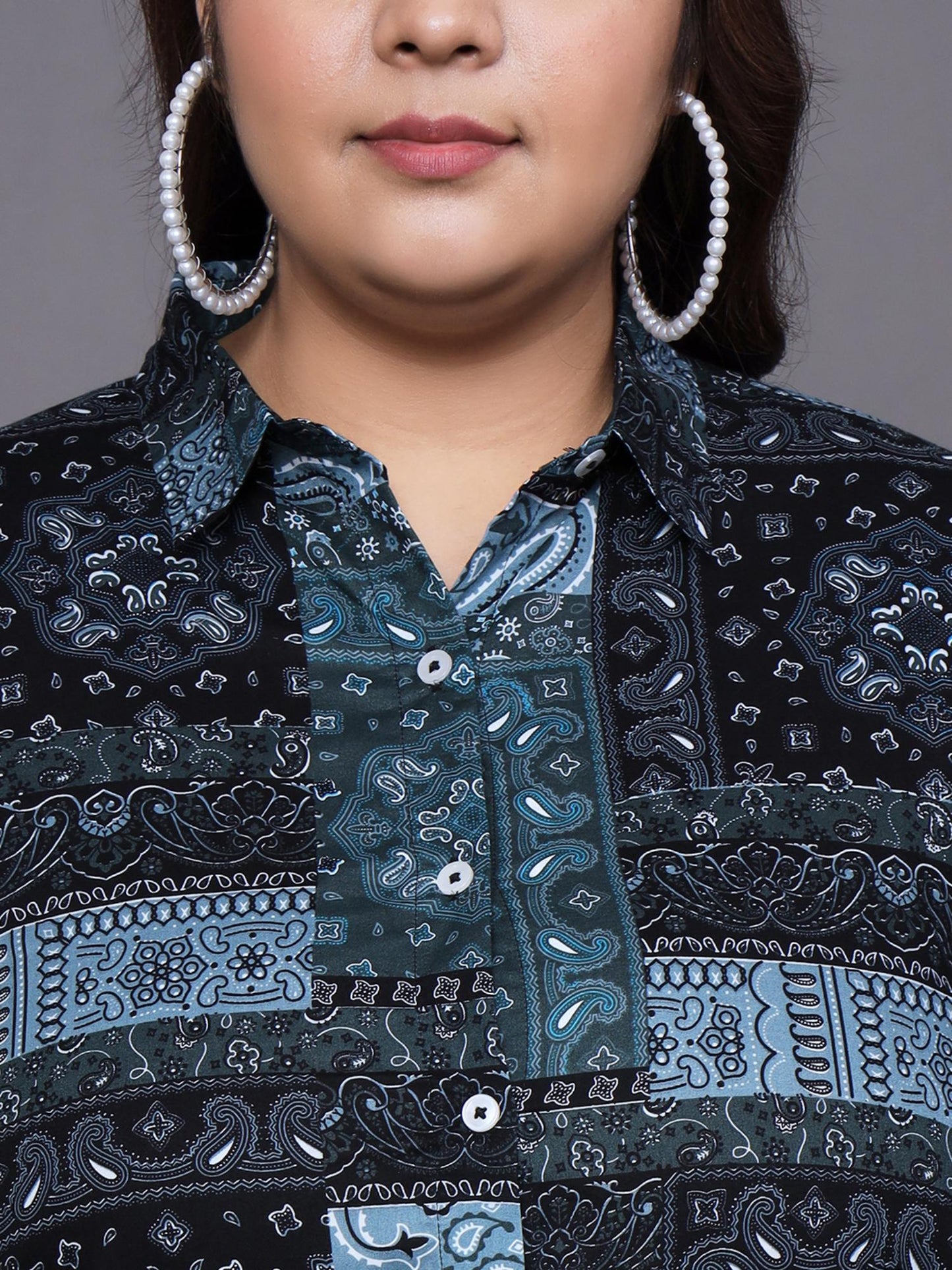 Women Plus Size Pure Cotton Black Printed Co-Ord Set
