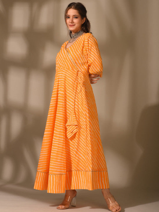 DIMPLE DESIGN STUDIO Striped Tie-Up detail Maxi Dress