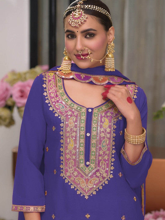 AUTUMN LANE Women Ethnic Motifs Printed Kurta with Palazzos & Dupatta