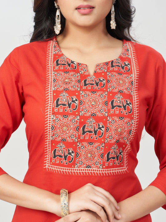 Amchoor Women Ethnic Motifs Printed Pure Cotton Kurta with Trousers & Dupatta