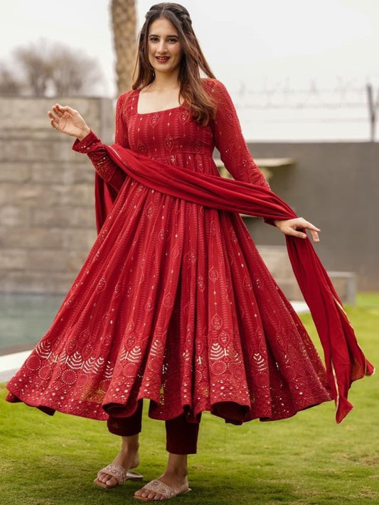 Vama Heritage Women Ethnic Motifs Embroidered Regular Sequinned Kurta