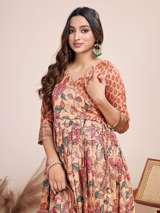 Tasarika Printed V-Neck Maxi Ethnic Dress