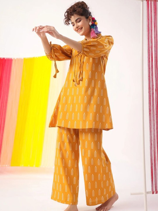 Jade & Julie Printed Pure Cotton Top & Trousers Co-Ords