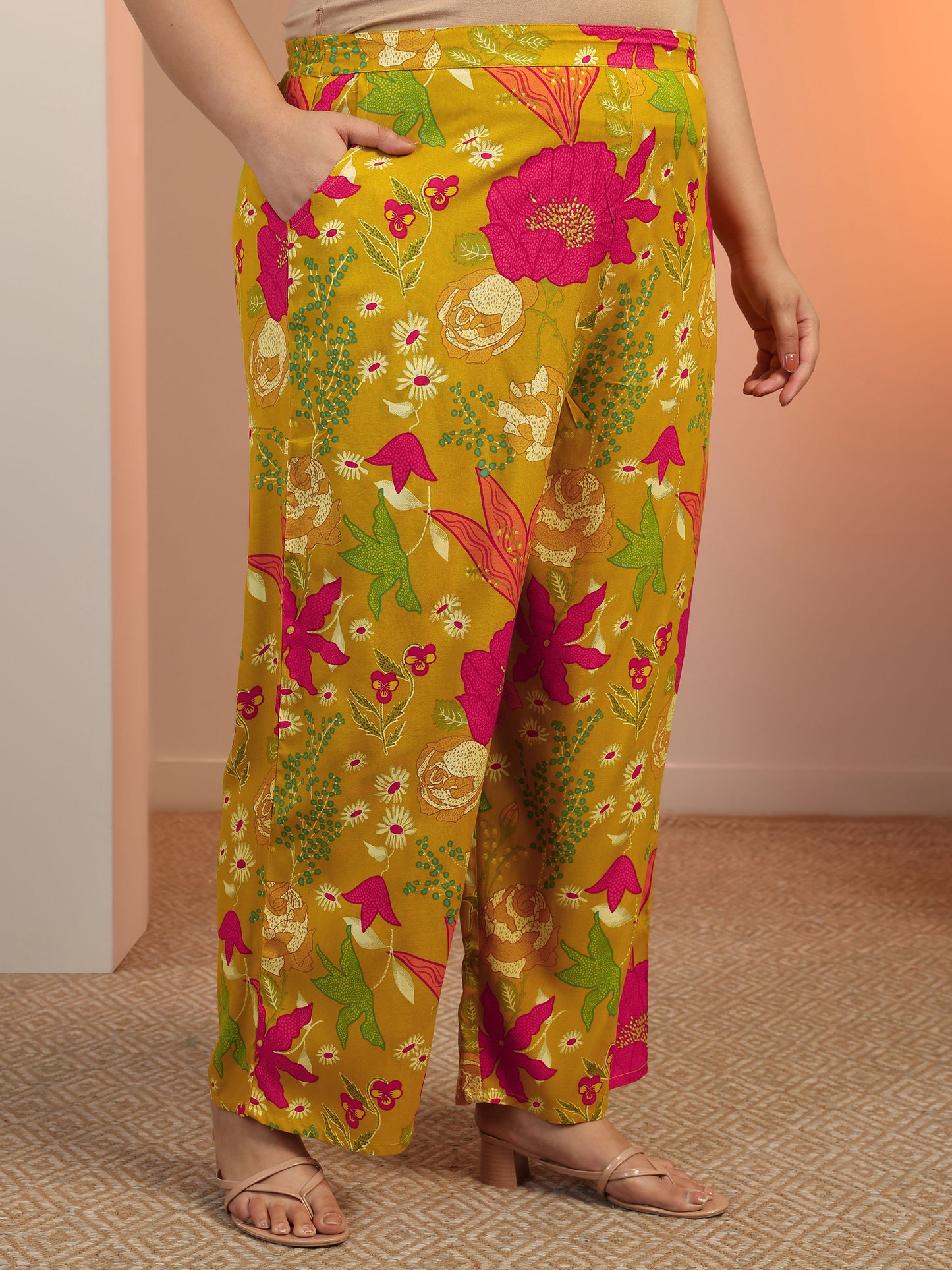 Women Mustard Floral Co-ord (Set of 2)