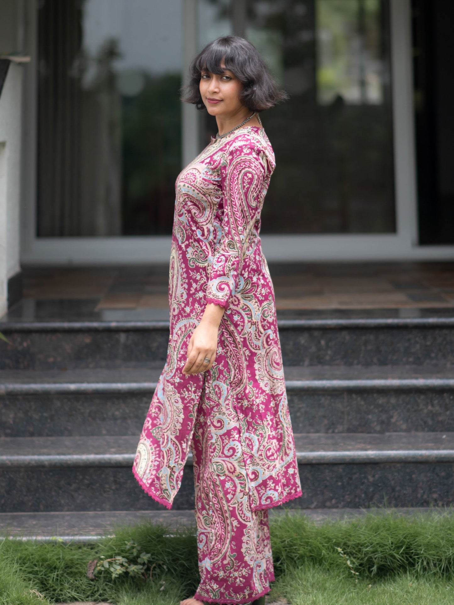 Women Purple Paisley Co-ord (Set of 2)