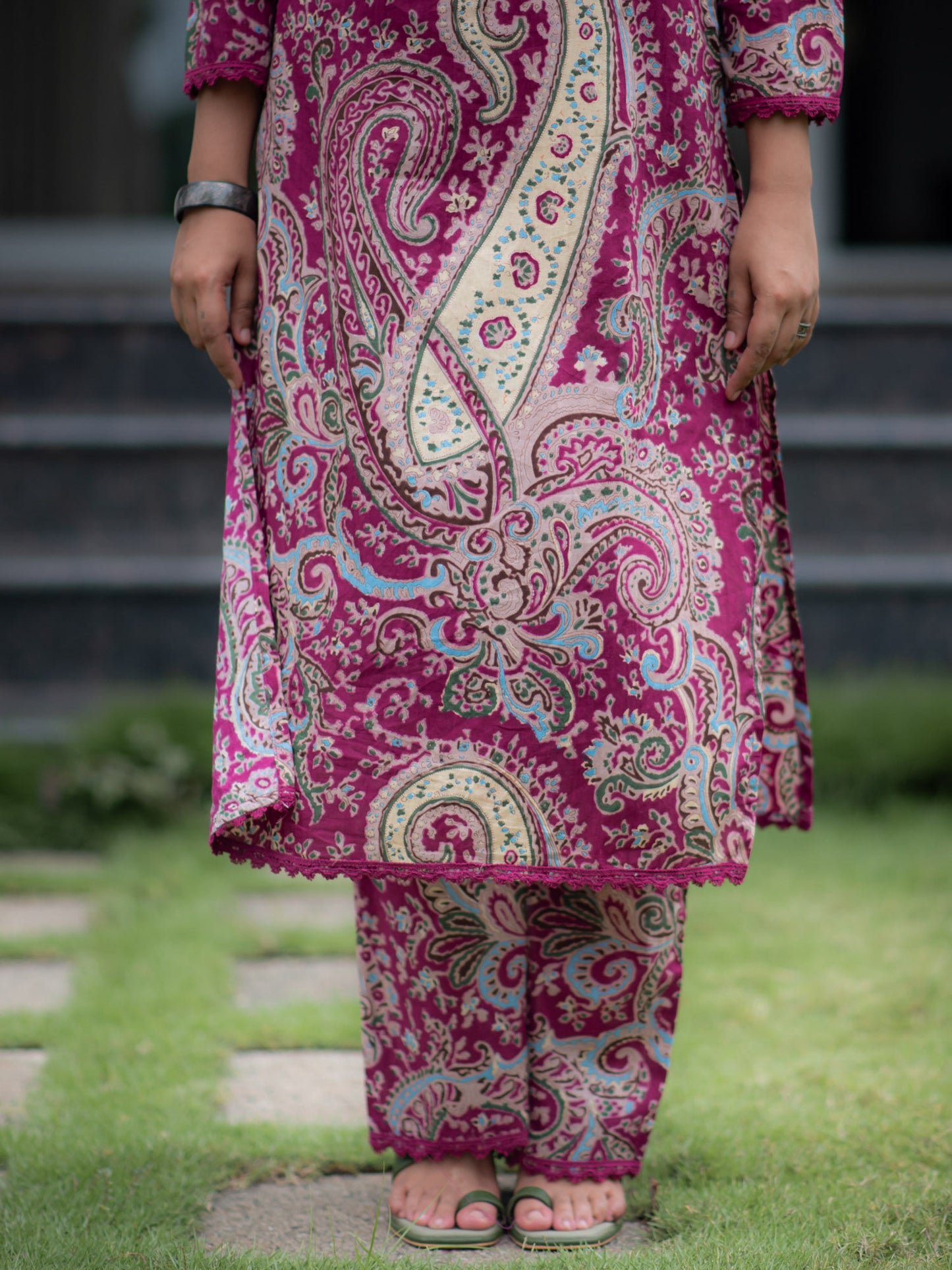 Women Purple Paisley Co-ord (Set of 2)