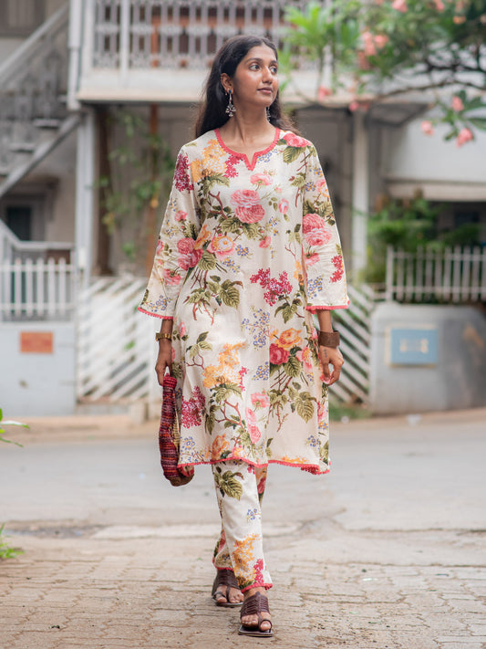 Women Multi-Color Floral Co-ord (Set of 2)