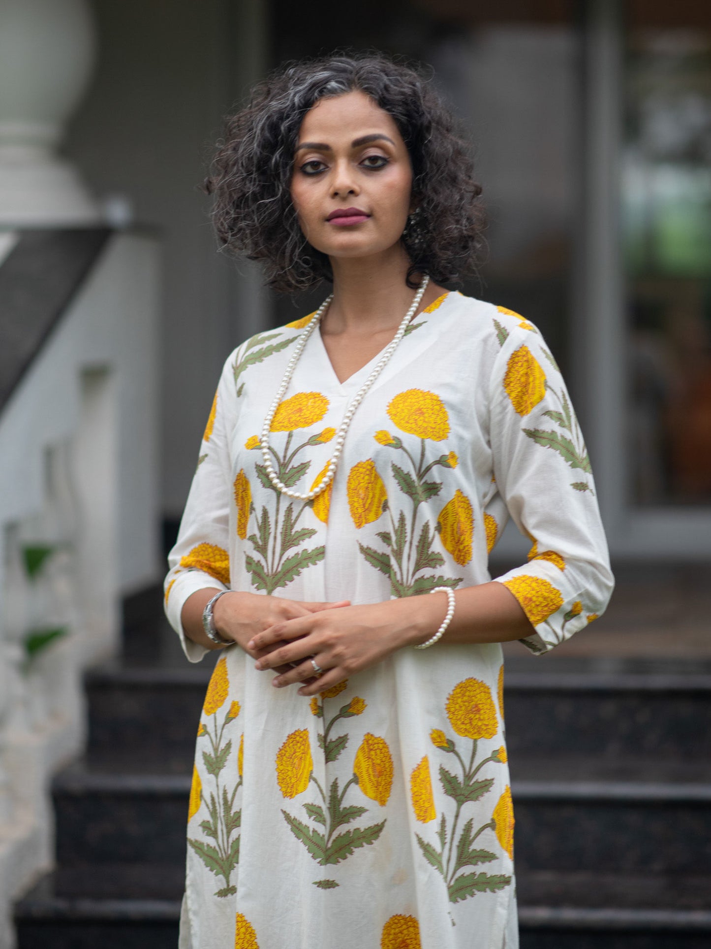 Women Yellow Floral Co-ord (Set of 2)