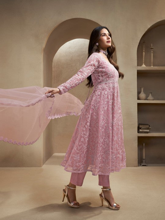 Inddus Women Floral Embroidered Regular Thread Work Kurta