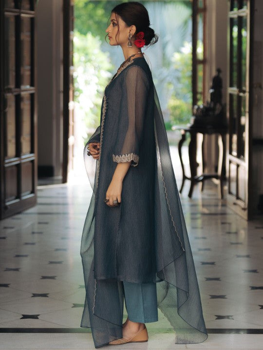 anayna Women Embroidered Angrakha Kurta