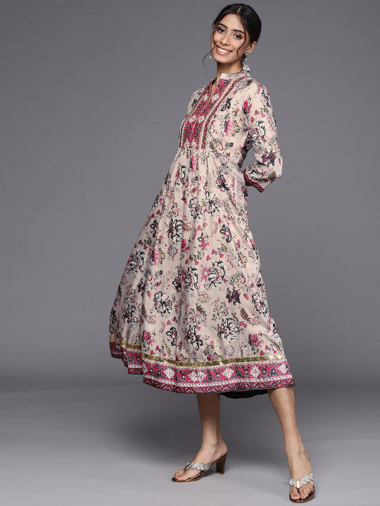 Biba Multicoloured Floral Midi Fit & Flare Dress