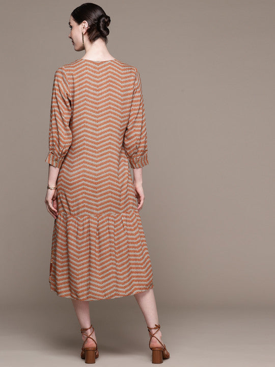 aarke Ritu Kumar Ethnic Motifs Print A-Line Midi Dress