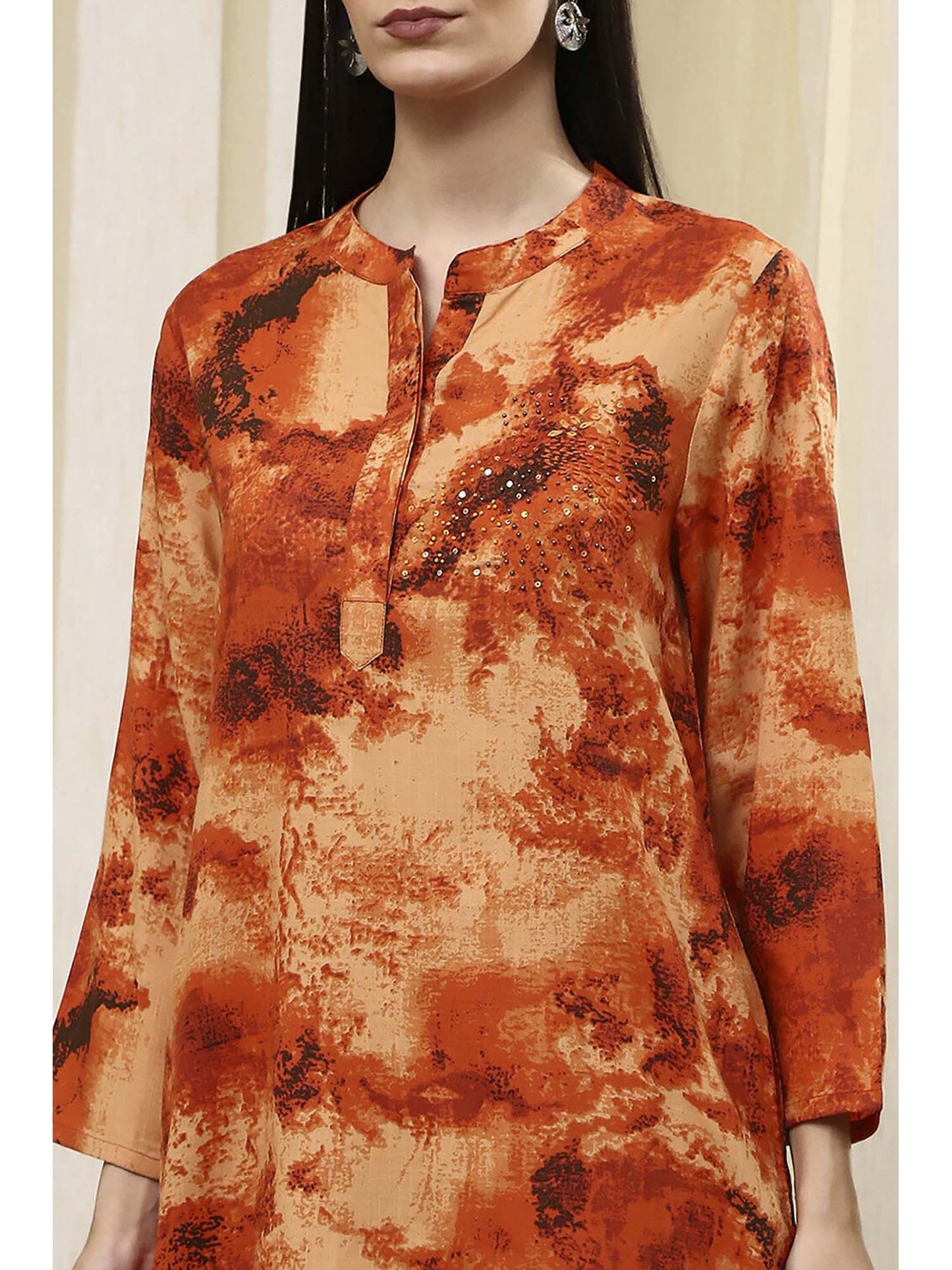 Women Orange Printed Co-ord Set