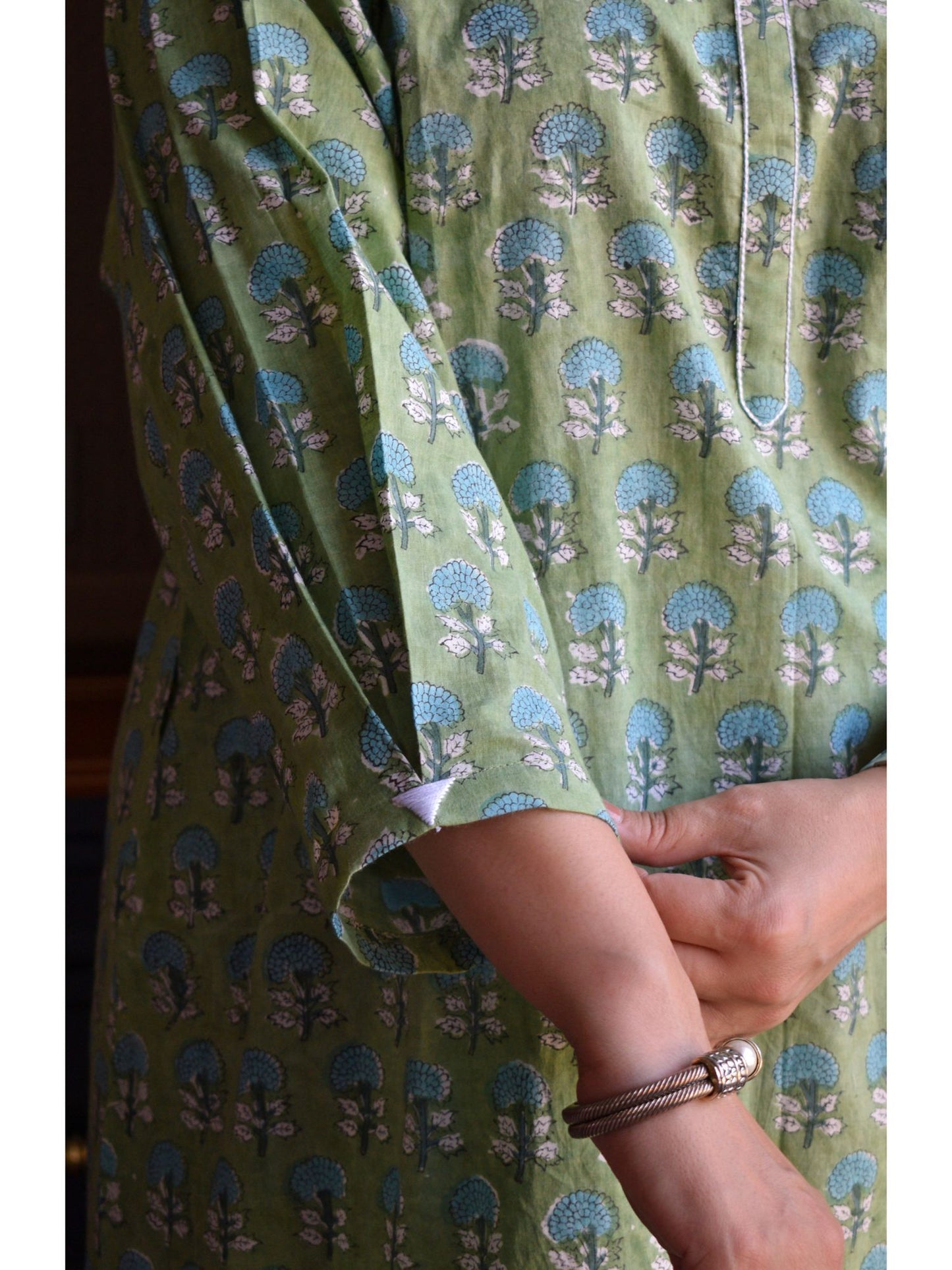 Green Hand Block Printed Anti Fit Co-Ord (Set of 2)