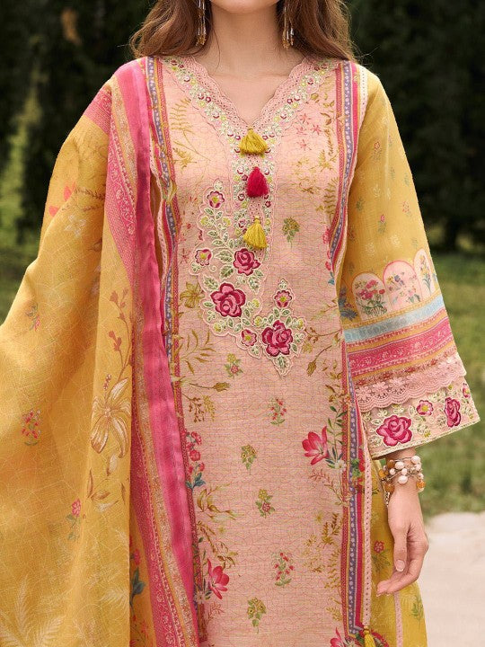 Indo Era Women Embroidered Thread Work Linen Kurta with Trousers & With Dupatta