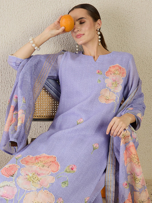 Indo Era Women Floral Printed Kurta with Trousers & Dupatta
