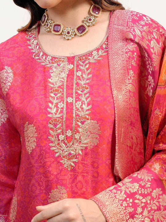 Vishudh Embroidered Regular Kurta with Trousers & With Dupatta
