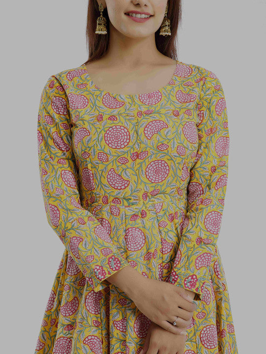 Floral Printed Pure Cotton A-Line Dress