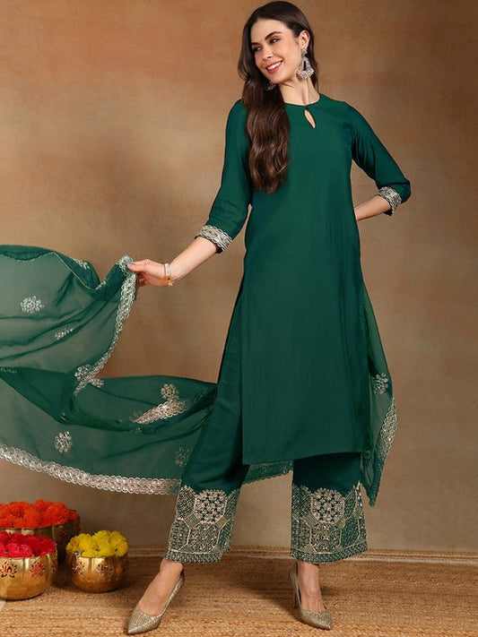House of Pataudi Embroidered Straight Kurta