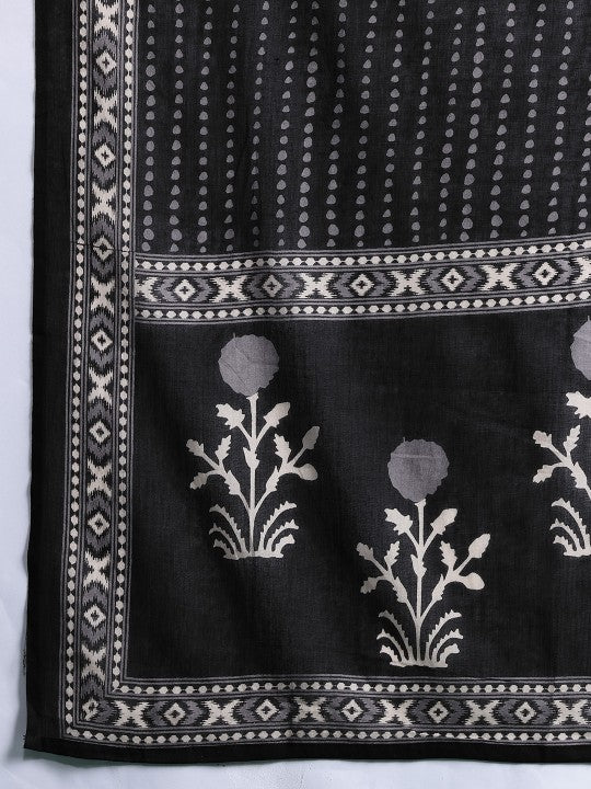 Indo Era Plus Size Floral Printed Sequinned Pure Cotton Kurta with Trousers & With Dupatta