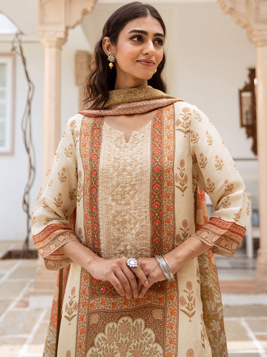 Ishin Women Ethnic Motifs Printed Regular Kurta with Trousers & With Dupatta