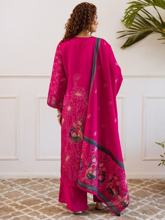AUTUMN LANE Women Kabool Raspberry Suit Set