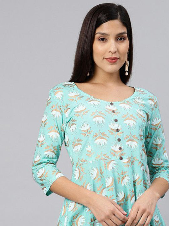 Swishchick Women Round Neck Fit and Flare Ethnic Dresses