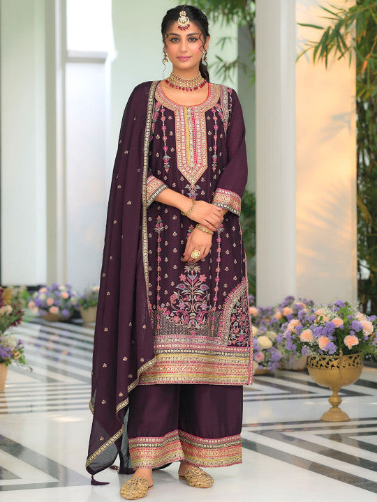 Indo Era Women Ethnic Motifs Embroidered Regular Mirror Work Kurta with Palazzos & With Dupatta