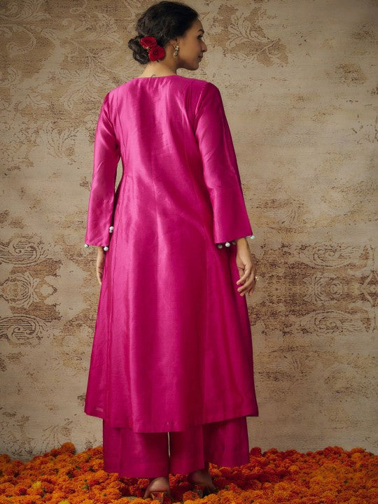 The Aarya Ethnic Motifs Embroidered Zardozi A-Line Kurta